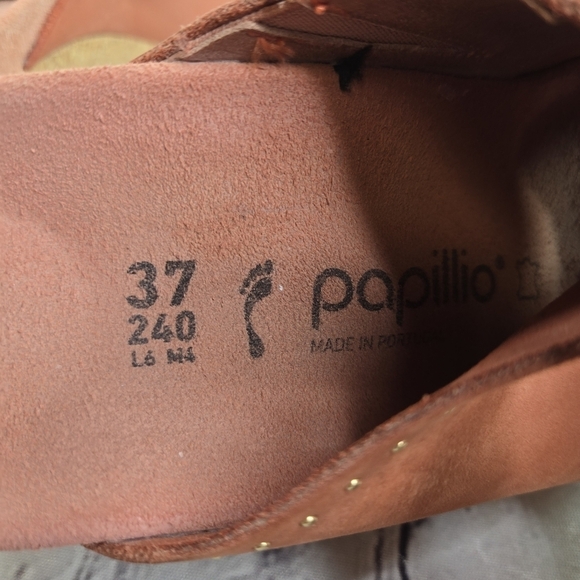 Papillio Birkenstock Namica Rivet nubuck wedge open toe slides sandals - Picture 4 of 10